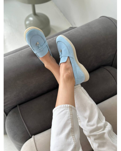 Женские лоферы из натуральной замши Your Step в голубом цвете Арт. 156-6